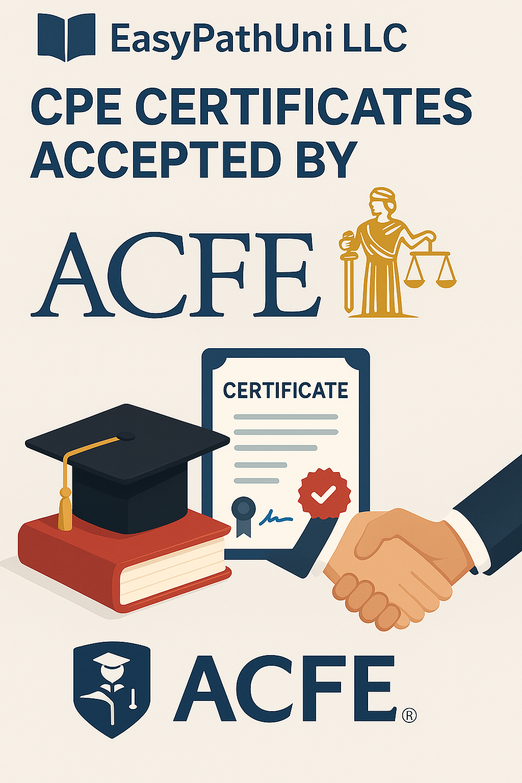 EasyPathUni ACFE-approved CPE certificates for certified fraud examiners’ professional development.