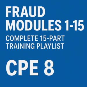 Fraud training modules 1-15 with CPE credits for professional fraud prevention education.