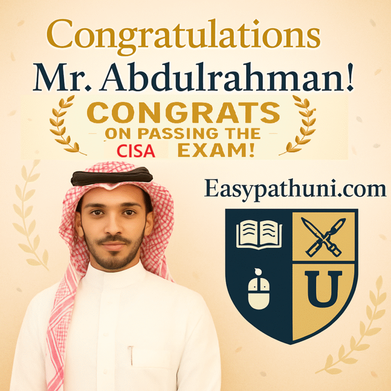 Success post: Abdulrahman Alsubaie passed CISA