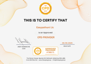 Certified Easypathuni LLC Approved CPD Provider Certificate from CPD Group 2025.