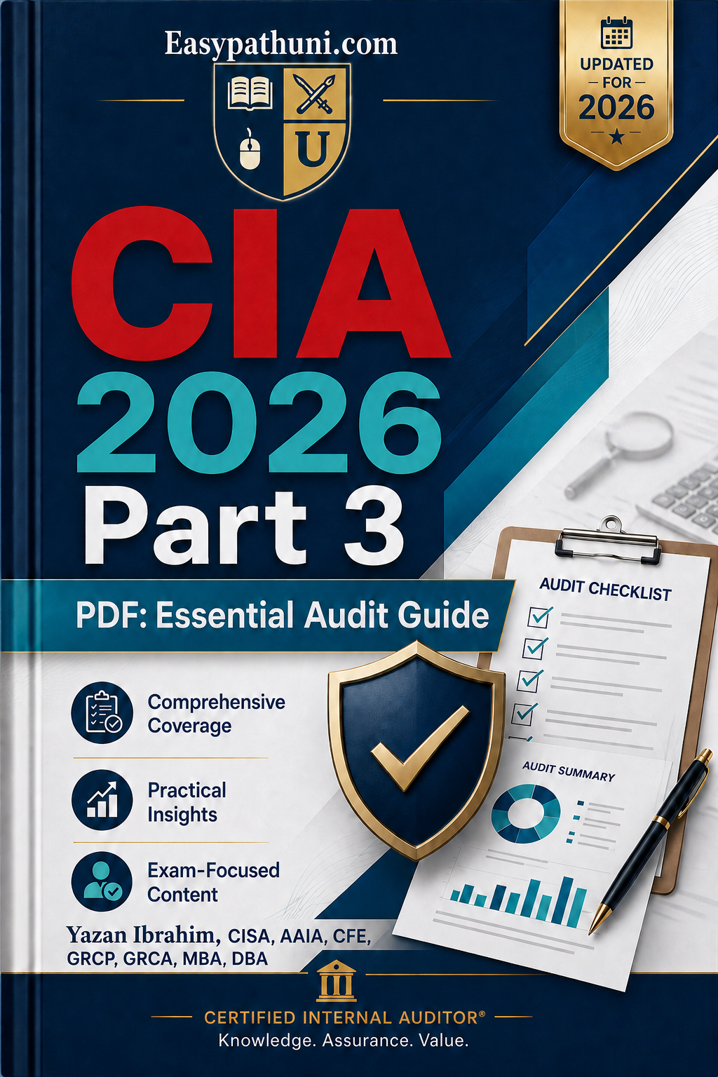 CIA 2026 Part 3 Essential Audit Guide PDF cover, updated exam study guide.