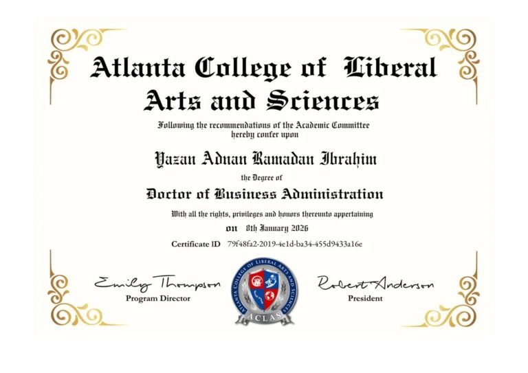DBA certificate of Yazan Ibrahim