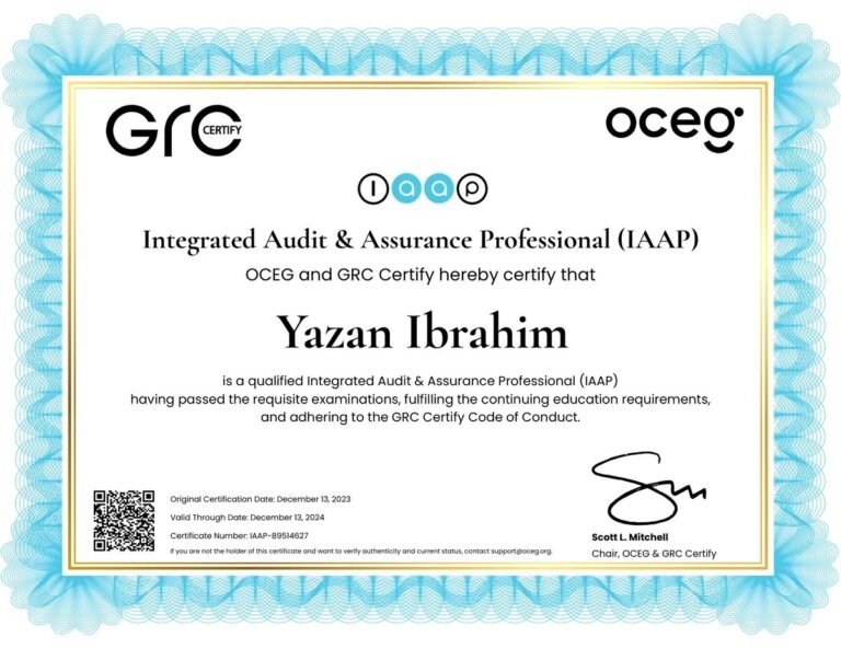 IAAP certificate of Yazan Ibrahim